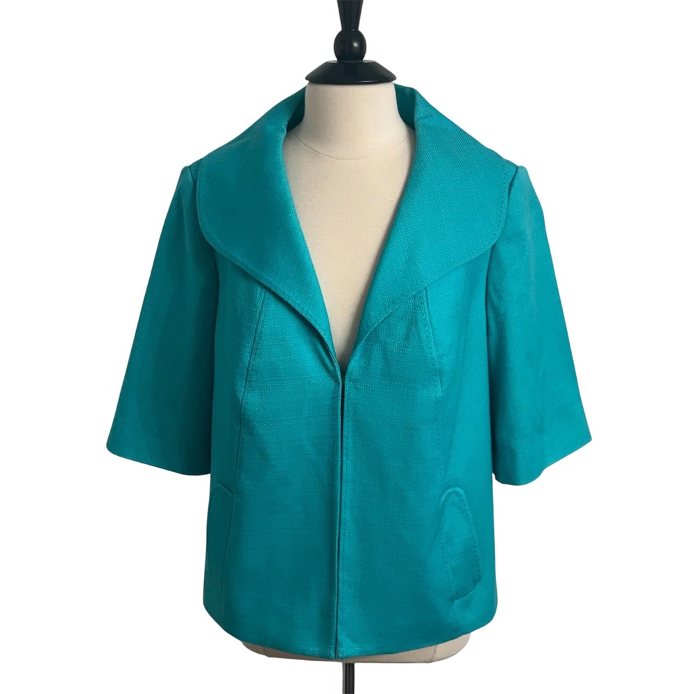 Chaus Women's 3/4 Sleeve Textured Wide Collar Cropped Jacket